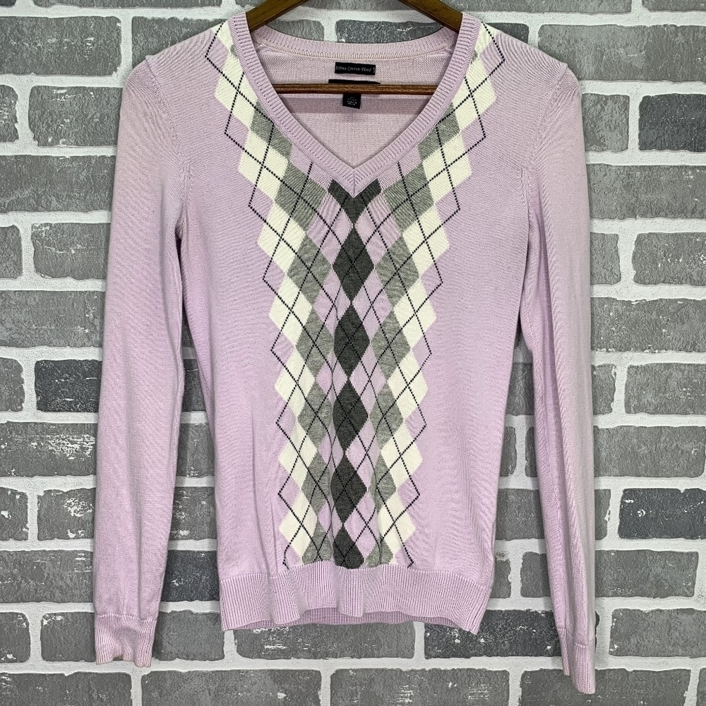 Tommy Hilfiger Lavender Agyle V Neck Sweater‎ Size XS